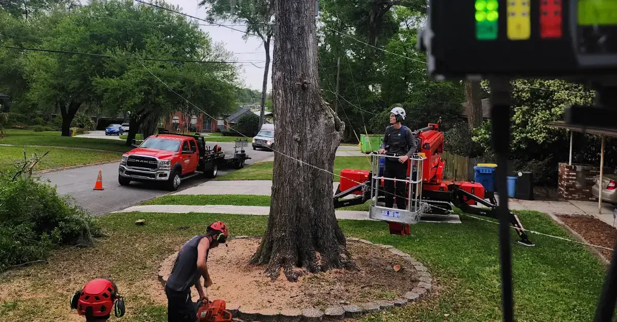 Tree cabling service protecting an oak tree after storm damage in Jacksonville, FL