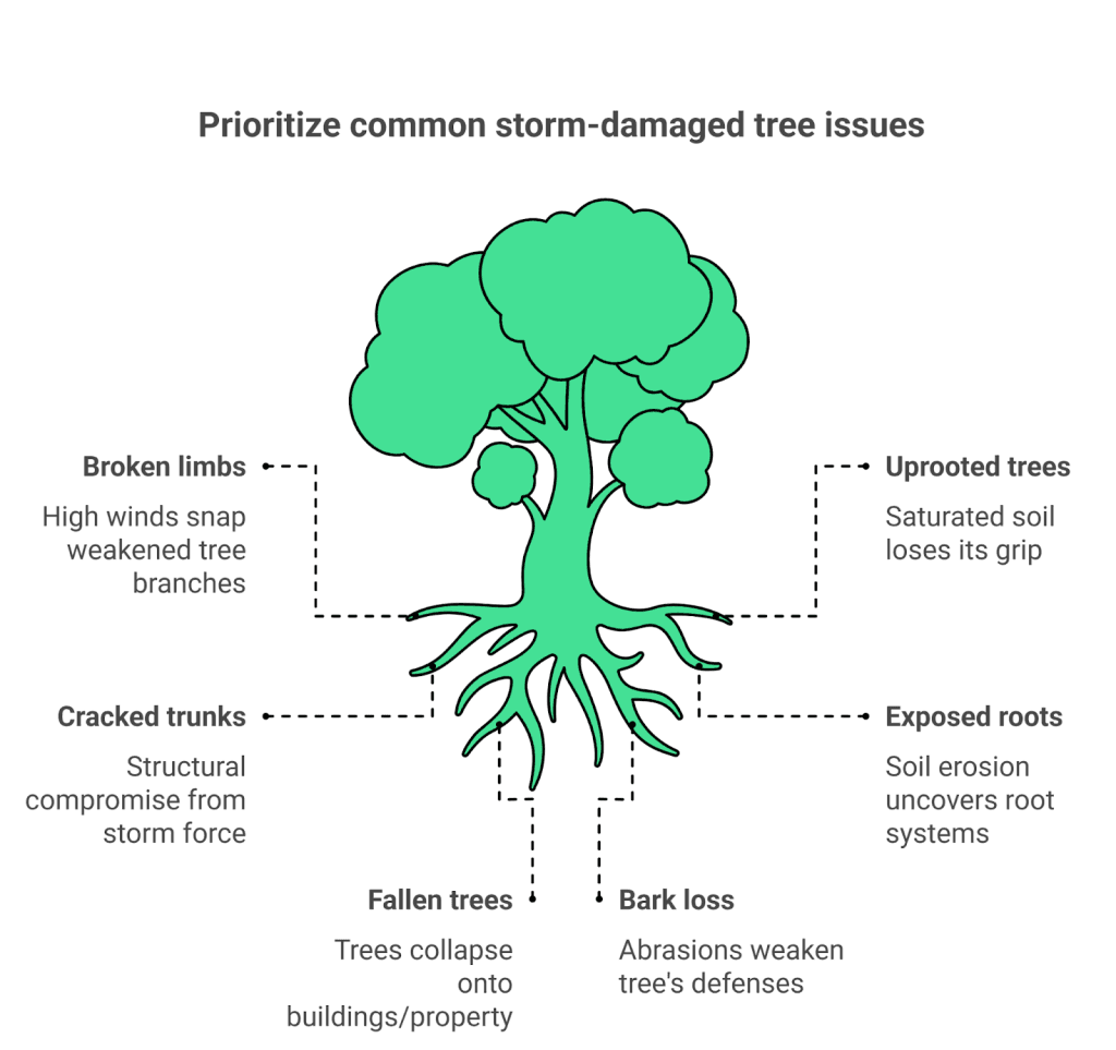 Common storm damaged tree issues