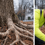 The tree is struggling to grow in dense clay soil in a Cedar Hills yard An arborist examining compacted clay soil around a stressed tree in Cedar Hills