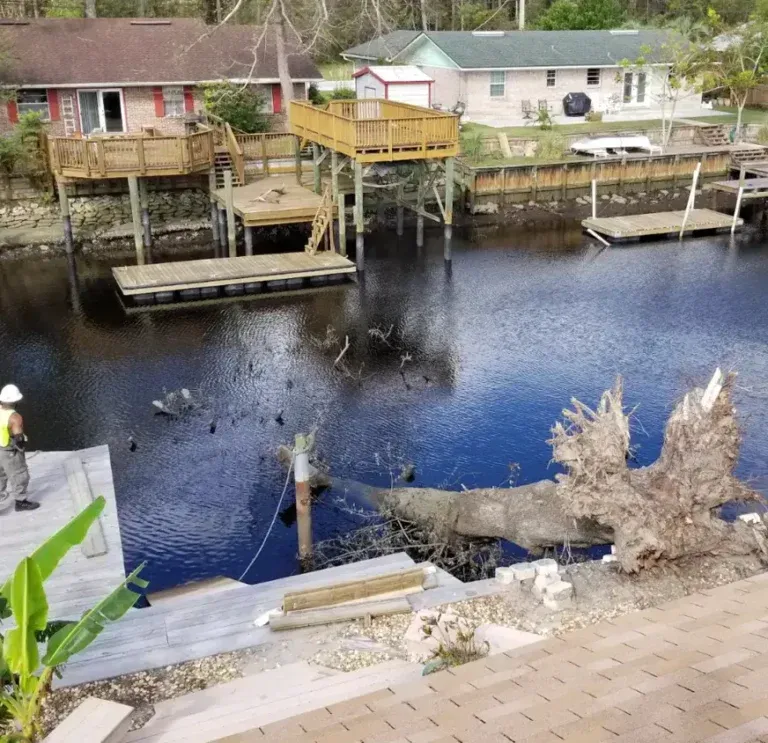 Bushor’s emergency team clearing fallen oak from road in Jacksonville neighborhood